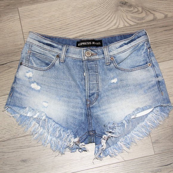 Express Denim Shorts High Waist size 00 - Picture 1 of 3